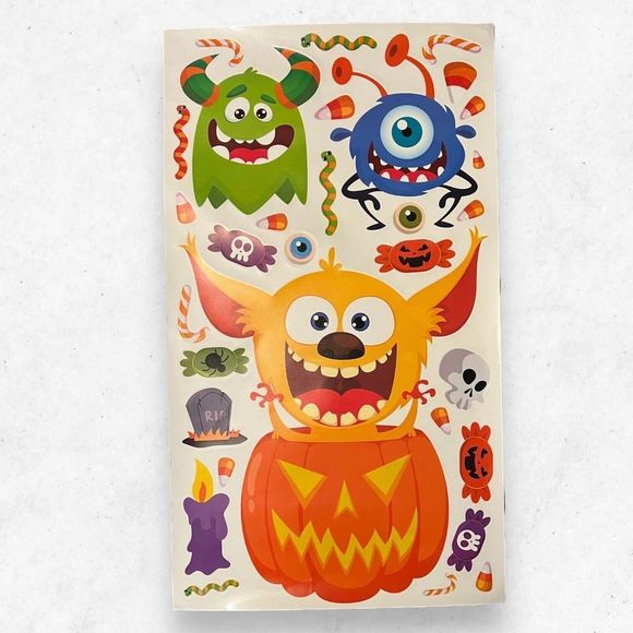 Set of 4 Big Halloween Stickers Sheets 15.5inx27.5in Each Monsters Pumpkins Fun - Picture 6 of 8